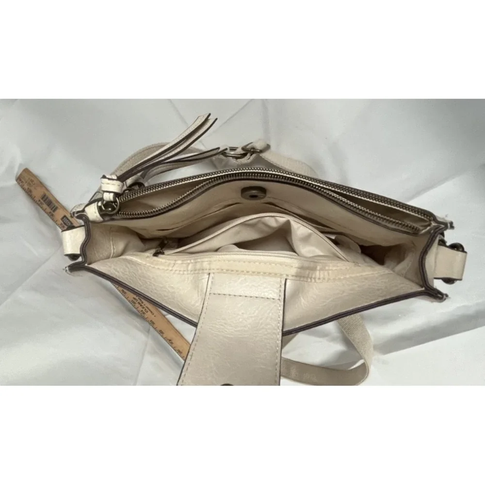 Crossbody‎  Bag Beige Faux Leather